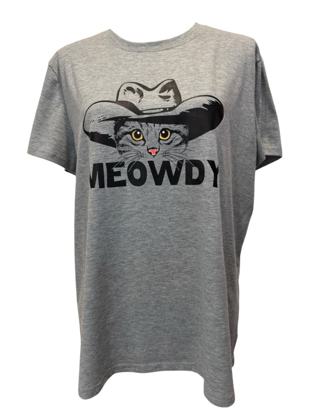 Meowdy Graphic Cat Tee - Gray SZ XL